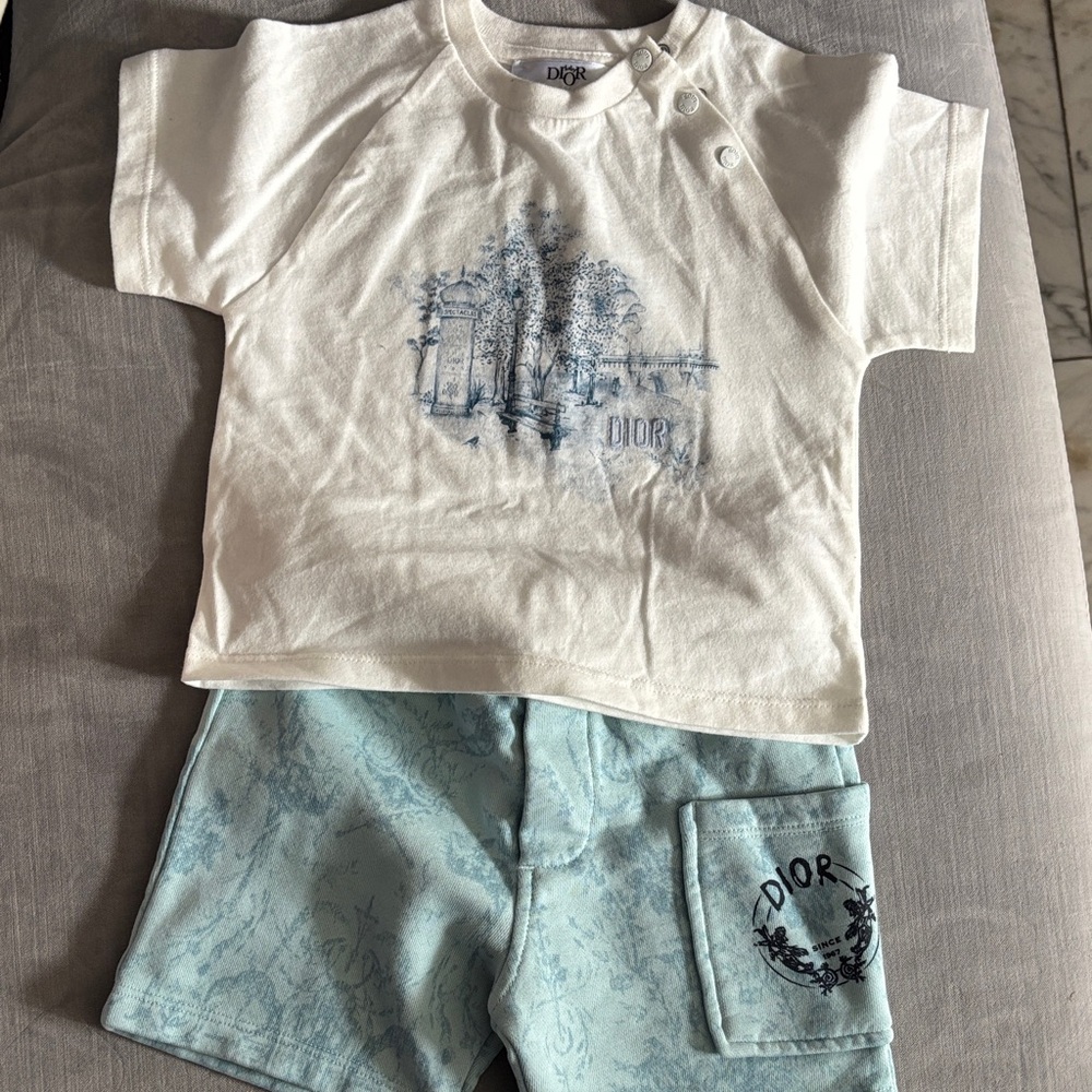 Dior Cream and Blue Baby Outfit